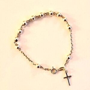 Sterling silver rosary bracelet with 5mm beads. Pre-loved.